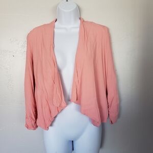 Maurices Peach Pink Cropped Blazer 3/4 Sleeve Med